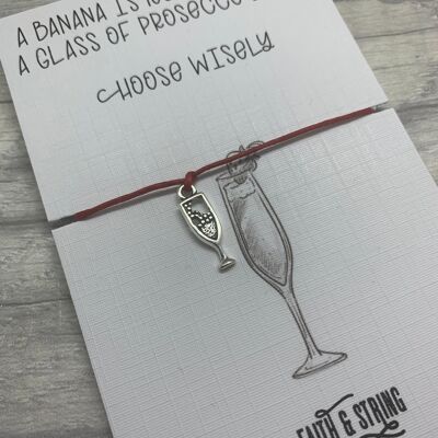 Prosecco charm bracelet, prosecco card for her, prosecco gift for her, mothers day gift