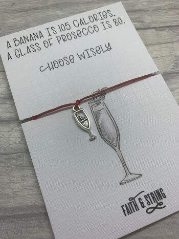 Bracelet à breloques Prosecco, carte prosecco pour elle, cadeau prosecco pour elle, cadeau fête des mères