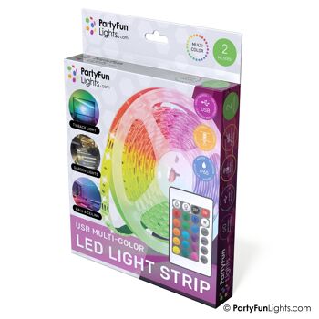 PartyFunLights - Bande LED - RVB Multicolore - Fonctionne sur USB - 2 Mètres 2