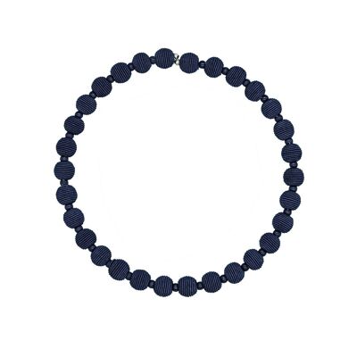 Halskette mit gewebten Kugeln aus Federdraht in dunklem Marineblau