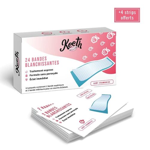 Bandes blanchissantes de soin dentaire goût framboise - Keeth
