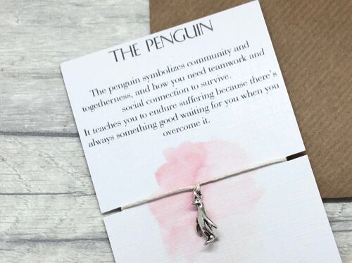 Penguin Gift Wish Bracelet Gift Bracelet Inspirational Gift Spirit Animal Gift Penguin Charm Penguin Bracelet