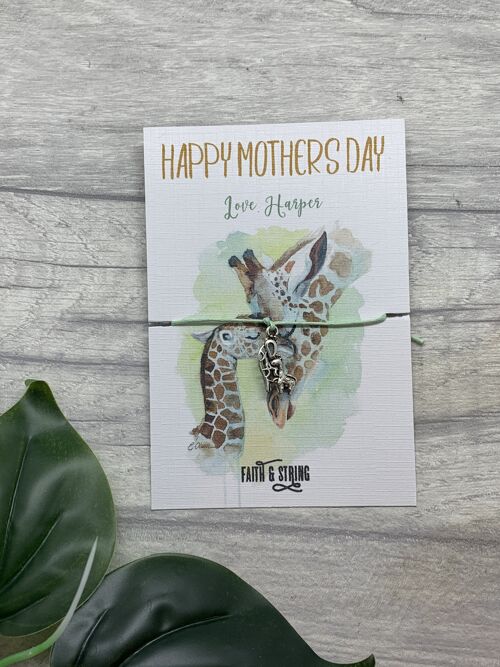 Mummy gift, mothers day gift friendship bracelet, gift for mummy, giraffe gift, mummy giraffe, personalised mummy, personalised giraffe