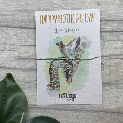 Mummy gift, mothers day gift friendship bracelet, gift for mummy, giraffe gift, mummy giraffe, personalised mummy, personalised giraffe