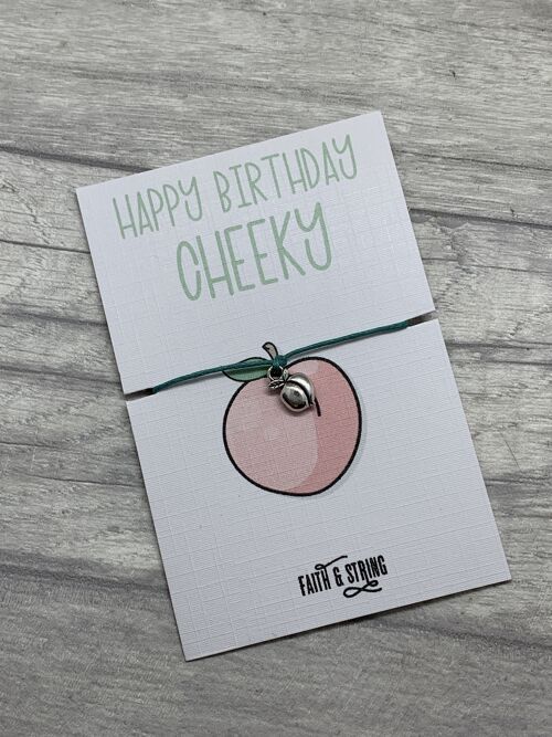 Novelty Birthday Gift, Peachy bum bracelet, Funny Birthday card, funny birthday gift, novelty birthday card, cheeky birthday, cheeky card