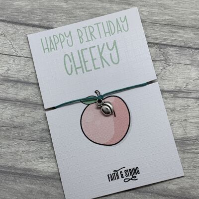 Novelty Birthday Gift, Peachy bum bracelet, Funny Birthday card, funny birthday gift, novelty birthday card, cheeky birthday, cheeky card