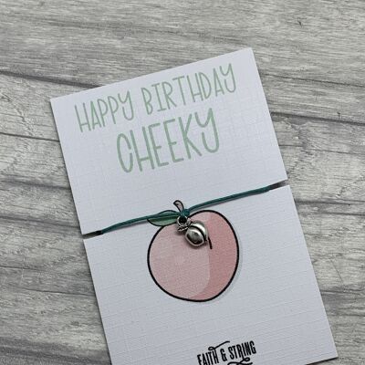 Novelty Birthday Gift, Peachy bum bracelet, Funny Birthday card, funny birthday gift, novelty birthday card, cheeky birthday, cheeky card