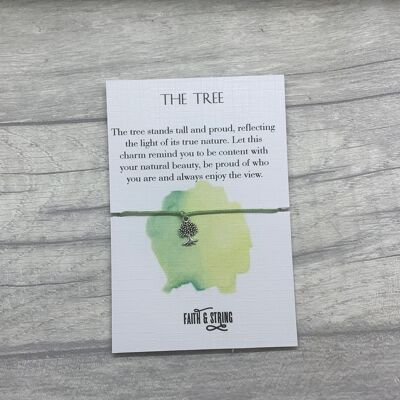 Pulsera de la amistad de árbol, regalo de árbol, dije de árbol inspirador, tarjeta de árbol y pulsera. 3