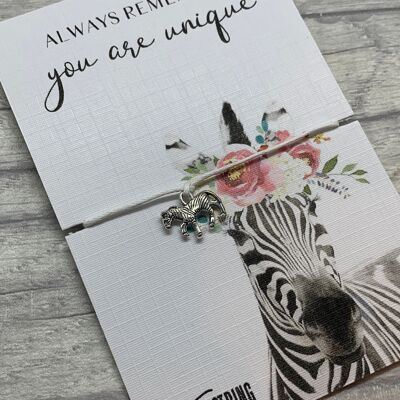 Zebra-Geschenk, Zebra-Wunsch-Armband, Zebra-Charme, Zebra-Armband, Zebra einzigartiges Geschenk, bestes Freundgeschenk, sei du selbst Geschenk