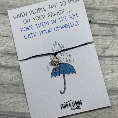 Rain on your parade, funny feel better gift, mental health gift, Thinking of you gift, thinking of you wish bracelet,