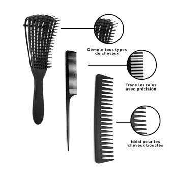 Brosse et peignes démêlants noirs cheveux bouclés - Save My Hair ! 2