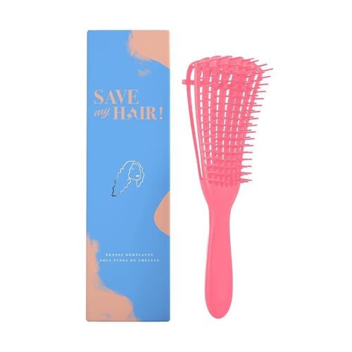 Brosse démêlante rose cheveux bouclés sans douleur - Save My Hair !