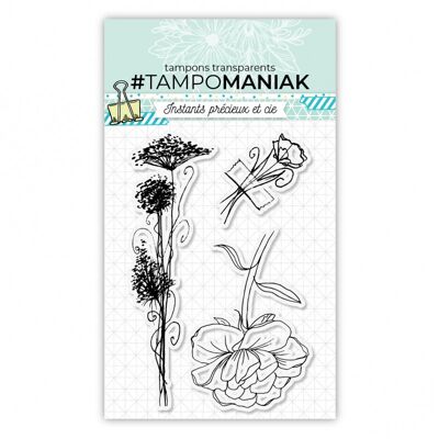 Set of 3 flower and plant clear stamps - 10x15cm