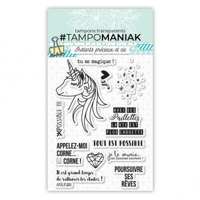 Set of 12 clear stamps With glitter... - 10x15 cm