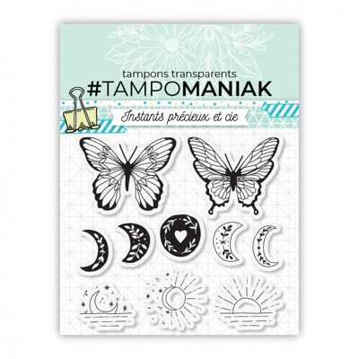 Stamp sheet - Moons & Butterflies - 10x10cm