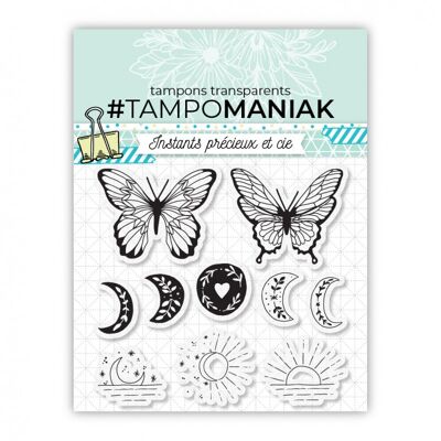 Planche de tampons - Lunes & Papillons - 10x10cm