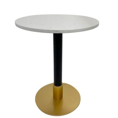 TABLE D'APPOINT MÉTAL MARBRE 50X50X61 BLANC MB205548