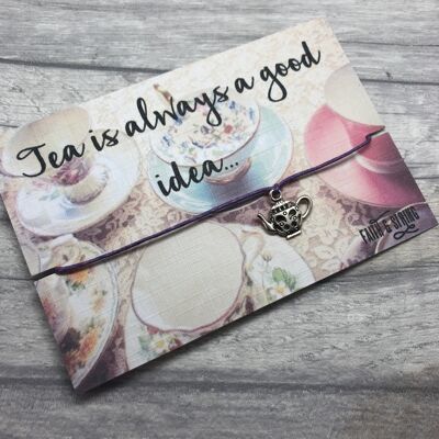 Tetera pulsera de regalo taza de té pulsera de la amistad pulsera de deseo de té regalo de amante del té