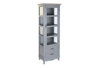 PAULOWNIA VITRINE MDF 49X36X160 2 TIROIRS GRIS MB201449 3