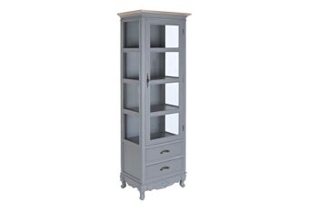 PAULOWNIA VITRINE MDF 49X36X160 2 TIROIRS GRIS MB201449 6