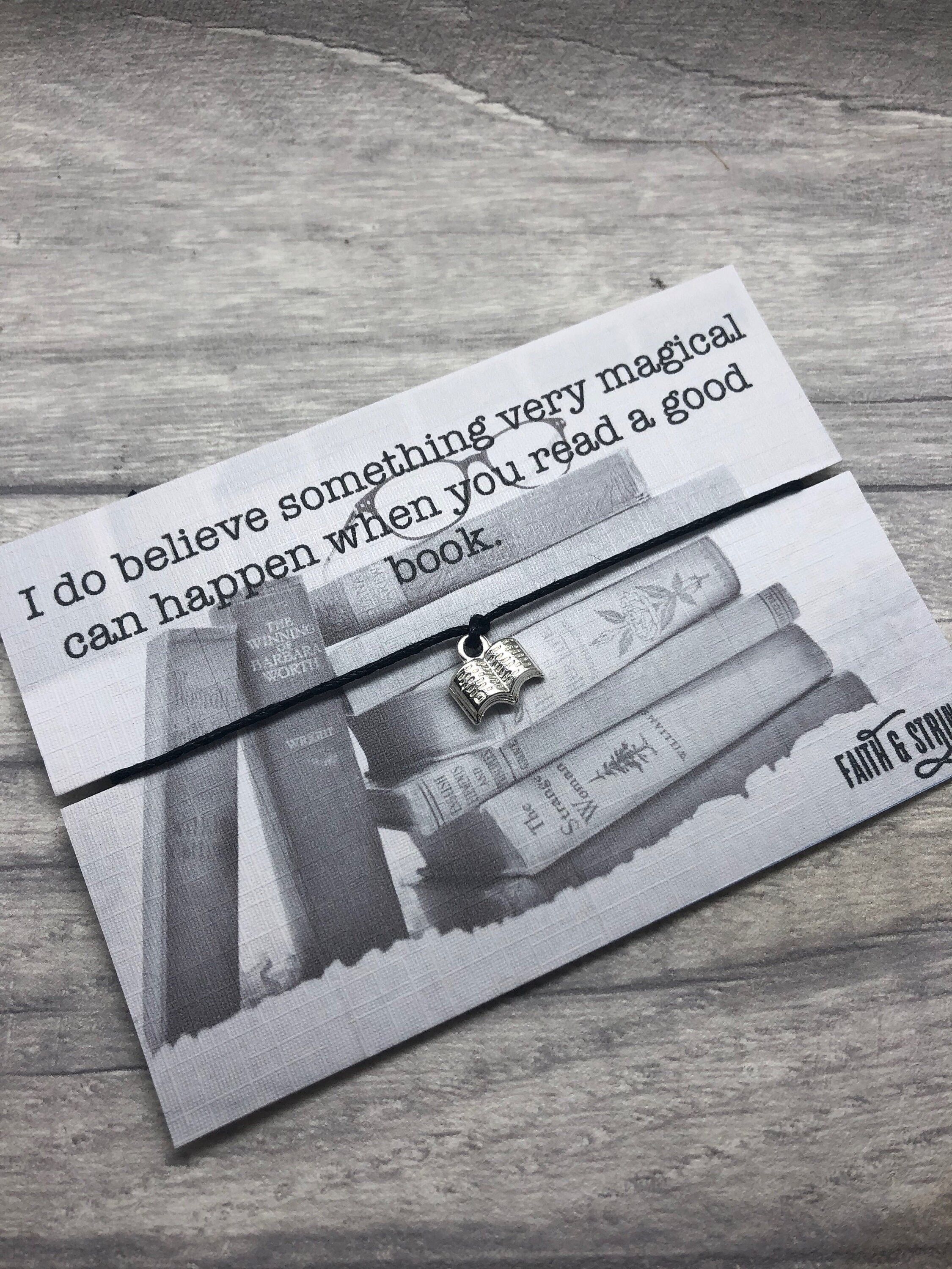 I Do Believe Something Very Magical Book Friendship Wish Bracciale, regalo topo di biblioteca, regalo libro, regalo scrittore, regalo studente