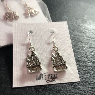 Pendientes De Castillo, Pendientes De Encanto, Pendientes De Plata, Encanto De Castillo, Joyería De Plata, Pendientes De Hogwarts, Joyería De Castillo