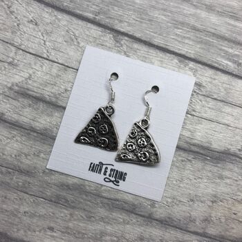 Boucles d'oreilles pizza, boucles d'oreilles breloques, boucles d'oreilles en argent, breloque pizza, bijoux en argent, bijoux pizza, pizza, cadeau pour elle, cadeau pizza