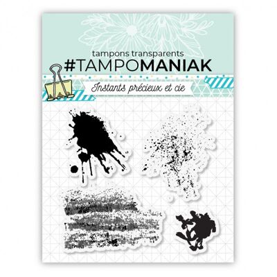 Set of 4 Brush n°2 background stamps - 10x10 cm
