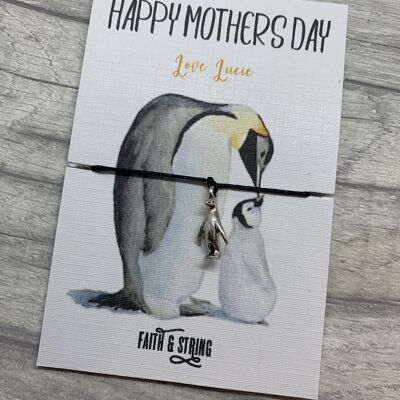 Mamageschenk, Muttertagsgeschenk Freundschaftsarmband, Geschenk für Mama, Pinguingeschenk, Mamapinguin, personalisierte Mama, personalisierter Pinguin
