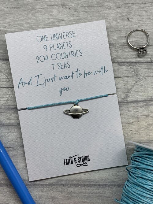 Long distance gift for him, valentines gift for her, best friend gift, planet charm, planet gift, long distance valentine valentine card