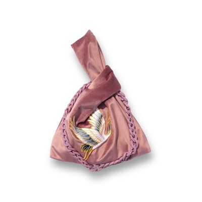 NIKKO KNOT BAG CRANE WITH PALE PINK CHAIN