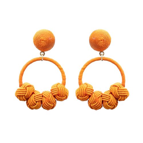 Bright Orange Woven Knot Hoop Earrings