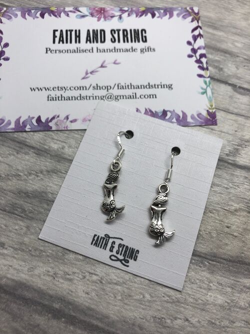 Mermaid Earrings, Silver Earrings, Mermaid Charm, Silver Jewellery, Mermaid jewellery, Mermaid gift, gift for her