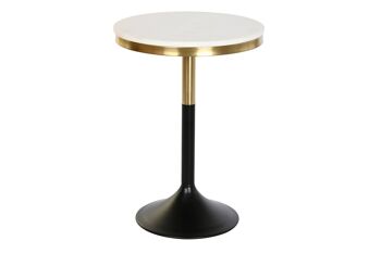 TABLE D'APPOINT MÉTAL MARBRE 40,5X40,5X57,5 BLANC MB201476 1