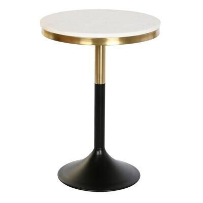 TABLE D'APPOINT MÉTAL MARBRE 40,5X40,5X57,5 BLANC MB201476