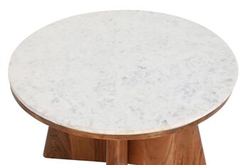 TABLE BASSE MARBRE ACACIA 70X70X43 BLANC MB201497 2