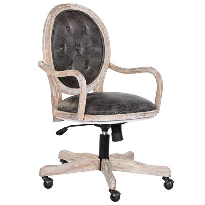 CHAISE SAPIN PU 52X50X88 98 ROUES BRUN FONCE MB203408