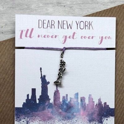 Nueva York recuerdo pulsera deseo regalo sorpresa de Nueva York, estatua de la libertad, regalo personalizado, revelación de nueva york