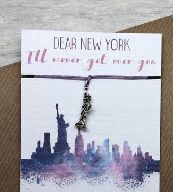 Bracelet de souhait de souvenir de New York Cadeau surprise de New York, cadeau de statue de la liberté, cadeau personnalisé, révélation de New York