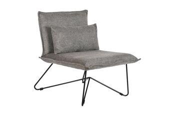 FAUTEUIL METAL POLYESTER 66X78X75 AVEC COUSSIN GRIS MB203708 1