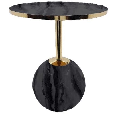 TABLE D'APPOINT EN FER 41X41X47 SIMIL MARBRE NOIR MB206169