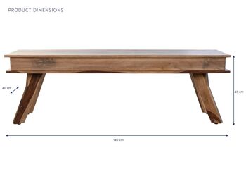 TABLE BASSE EN PAIN 140X40X45 NATUREL MB201829 5