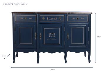 BUFFET PAULOWNIA 120X48X90 BLEU MARINE MB204105 7