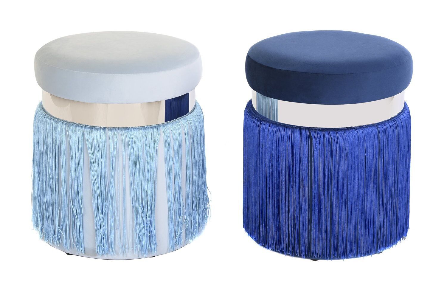 METAL POLYESTER FOOTREST 35X35X41 FRINGES 2 ASSORTED. MB204113