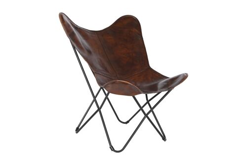 Silla Cuero Metal 76X76X89 Mariposa Marron MB206225