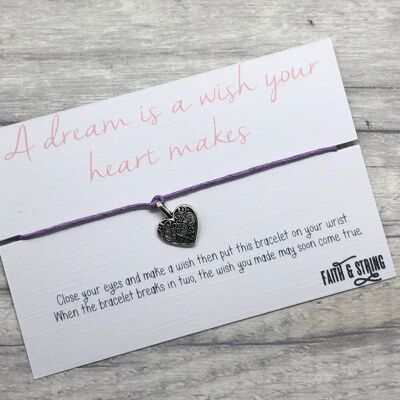 Bracelet de Cendrillon, cadeau de princesse Disney, bracelet de souhait de Cendrillon, rêve est un souhait que votre cœur fait carte