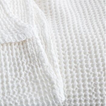 PLAID DE LIT COTON GAUFRE PIQUE - BLANC - Plaid 180 x 250 cm 2