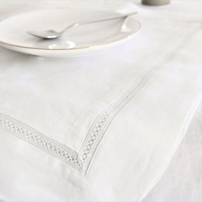 LINEN TABLETMAT WITH HOLLOW HEM - WHITE