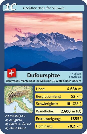 Jeux de cartes Wendel Montagnes d'Europe Trump Quartet Cadeau pour les alpinistes et les sportifs de plein air 5