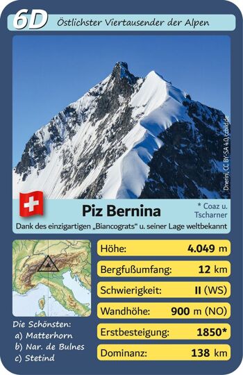 Jeux de cartes Wendel Montagnes d'Europe Trump Quartet Cadeau pour les alpinistes et les sportifs de plein air 6